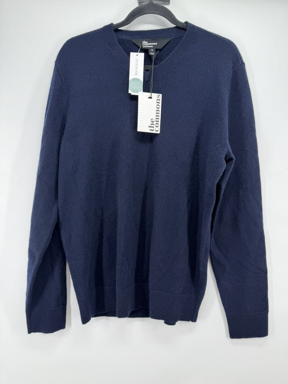 The Commons Men's Medium Blue 100% Cashmere V Neck Sweater NWT